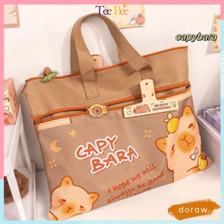 Túi Tote Vải Canvas Hai Quai CapyBara Nổi Bật Đựng Tệp Hồ Sơ Rộng Rãi 2 Ngăn Sành Điệu, Túi Học Thêm Thời Trang