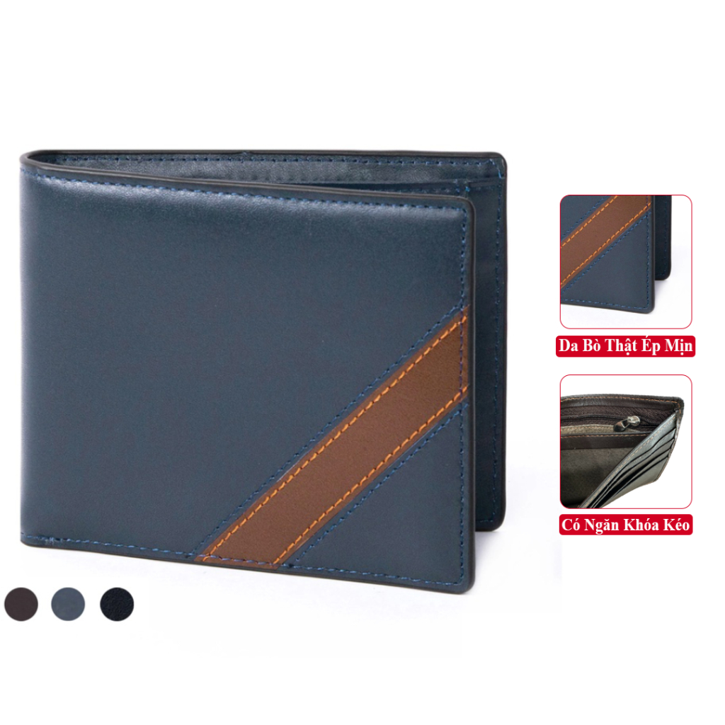 Bóp Nam Da Bò Vicenzo Cao Cấp Dáng Ngang Bh 1 Năm. Ví Nam Vicenzo Da Bò Thật Cao Cấp Thiết Kế Tinh Tế BH 1 Năm VNDT02