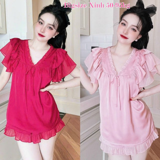 Bộ ngủ lụa đùi  form tiểu thư bigsize 50-95kg mặc nhà sang trọng chất lụa xước mềm mát