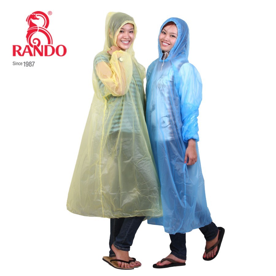 COMBO 5 Áo Mưa Đa Dụng Trơn Siêu Nhẹ, RANDO Chính Hãng, 1 Người Trùm Bít Sườn, Tiện Lợi Đi Du Lịch, Thời Trang, ko thấm