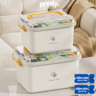  Hộp Đựng Thuốc Sơ Cứu 2 Lớp Cỡ Lớn Có Nắp Bảo Quản tay cầm tiện lợi Hộp nhựa đựng đồ đa năng 