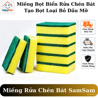 Miếng cọ rửa chén bát 2 mặt SamSam, bọt biển rửa bát tạo bọt giúp công việc rửa chén nhanh chóng hiệu quả