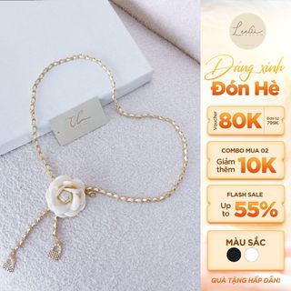 Thắt Lưng Eo Dây Xích Hoa Hồng Đen/Trắng Leegi Design