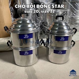 Chỏ xôi bóng nhôm size 20 cm, size 22cm Star thích hợp hấp xôi, bánh bao, bánh ít, bánh ú  - Gia dụng Du Thuỷ