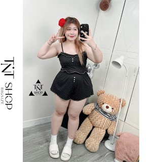SET QUẦN VÀ ÁO BIGSIZE 2 DÂY THUN CHẤM BI VIỀN BÈO [TNT SHOP BIGSIZE 60KG 90KG]