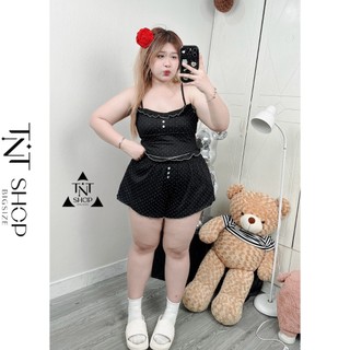 SET QUẦN VÀ ÁO BIGSIZE 2 DÂY THUN CHẤM BI VIỀN BÈO [TNT SHOP BIGSIZE 60KG 90KG]