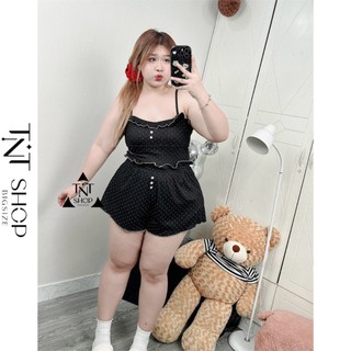 SET QUẦN VÀ ÁO BIGSIZE 2 DÂY THUN CHẤM BI VIỀN BÈO [TNT SHOP BIGSIZE 60KG 90KG]