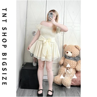 ĐẦM BIGSIZE NHÚN CHỈ THÂN THẮT NƠ [TNT SHOP BIGSIZE 60KG 90KG]