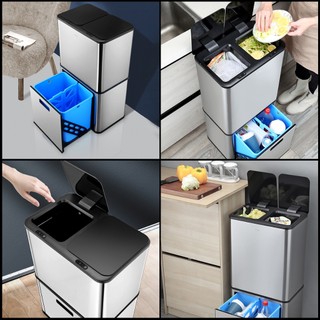 Thùng rác cảm ứng 3 ngăn dung tích lớn ccko ck9922 cao cấp