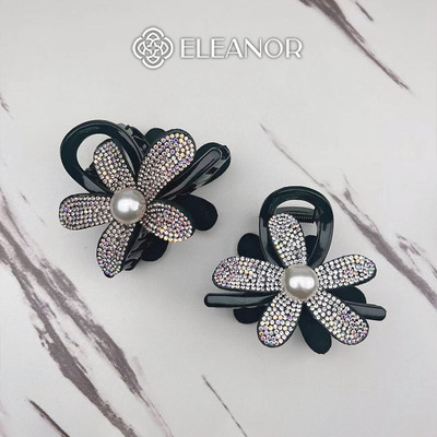 Kẹp tóc nữ càng cua Eleanor Accessories hình hoa đính đá phụ kiện tóc kẹp tóc 7867