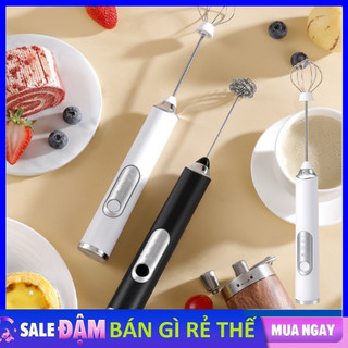 Máy Đánh Trứng, Tạo Bọt Cafe Cầm Tay Mini Điều Chỉnh 3 Tốc Độ Mạnh Mẽ, Cổng Sạc Usb Thông Dụng
