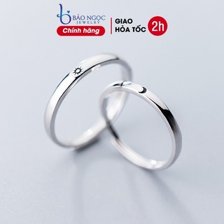 Nhẫn đôi bạc nam nữ s925 biểu tượng mặt trăng mặt trời ý nghĩa quà tặng cho cặp đôi - ND2516