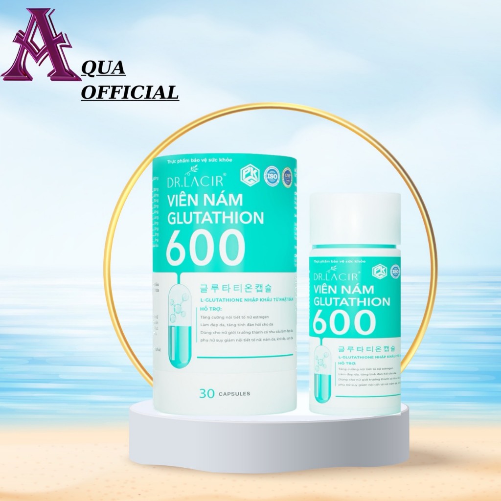 Viên Uống Glutathione 600 Drlacir Hộp 30 viên, Giúp trắng da, ngừa nám, nếp nhăn, cân bằng nội tiết tố nữ-AQUA  OFFICIAL