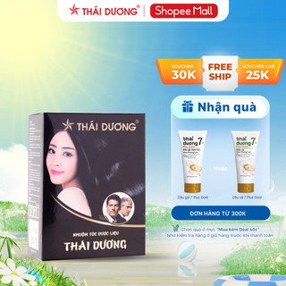 Bột nhuộm tóc thảo dược màu đen, nhuộm phủ bạc Sao Thái Dương hộp 5 gói - Sao Thái Dương
