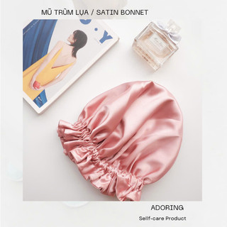 (HAIRCAP/BONNET) Mũ trùm đầu khi  tắm  - ngủ  bằng  Lụa Satin  bóng mịn  ngăn gãy rụng tóc