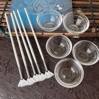 Bộ bát - chổi peel thuỷ tinh dùng peel da, pha mặt nạ trong spa - tmv