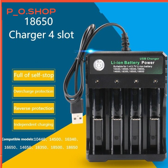 【🔥Rẻ】Bộ sạc pin lithium-ion bốn kênh 18650 Tự động ngắt và bật sáng khi sạc đầy 4 khe tiên tiến Bộ sạc Li-ion