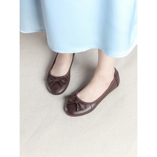 Giày Búp Bê Bệt Da Bò Thật Siêu Êm Gắn Nơ Pixie X424