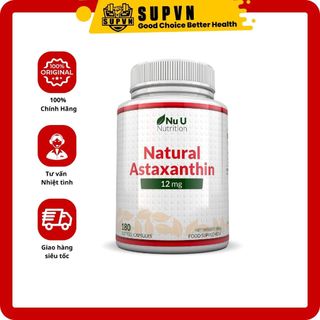 Astaxanthin Natural 12mg - Tăng hệ miễn dịch, Chống lão hóa, Đẹp da, Hỗ trợ phát triển cơ bắp Nu U nutrition