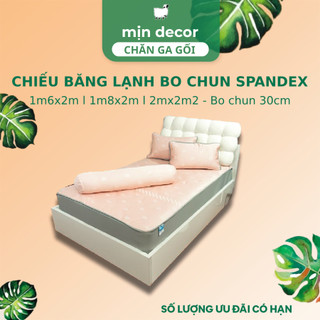 Chiếu Spandex Bo Chun Băng Lạnh Cao Cấp Mịn Decor Mềm Mịn Mát Lạnh - Hoạ Tiết Trơn Màu, Bo Chun Đệm 30cm