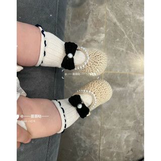 Giày nơ len ngọc cho bé gái