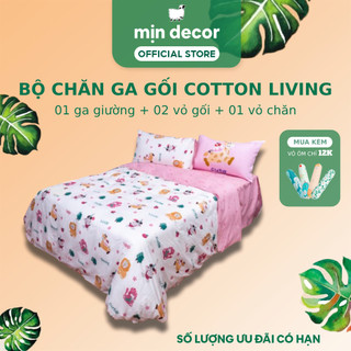 Chăn Ga Gối Cotton Living Mịn Decor Mềm Mát Bo Chun 10cm, Ga Giường Size 1m2 Đến 2m2 - Nhiều Mẫu Mã
