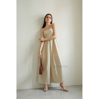   2Debonair  Jumpsuit 2 dây ống rộng tôn dáng chất liệu linen cotton Holly jumpsuit  phom lớn  
