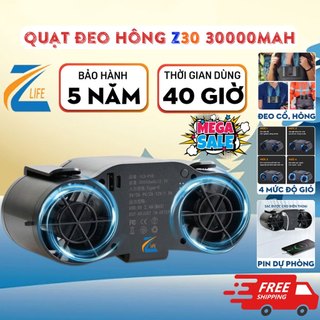 Quạt đeo thắt lưng, quạt điều hòa motor 2 phản lực 4 cấp độ gió mát pin chuẩn lithium 25.000mah