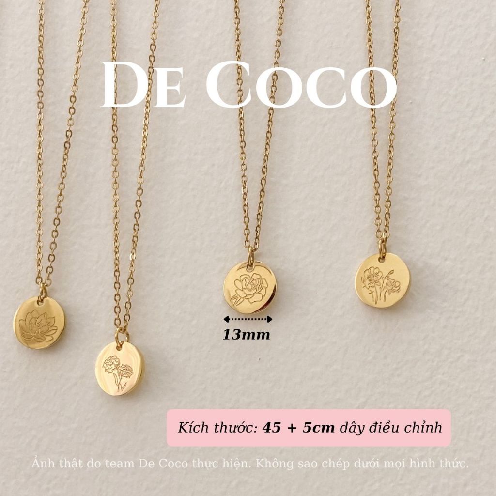 [PHIÊN BẢN MỚI] Dây chuyền nữ DECOCO ACC Birth Month mặt oval khắc hoa tháng sinh ( kèm Túi giấy + Hộp + Thiệp ) | BigBuy360 - bigbuy360.vn