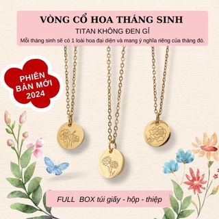 [PHIÊN BẢN MỚI] Dây chuyền nữ De Coco Birth Month mặt oval khắc hoa tháng sinh