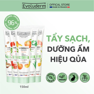 Tẩy tế bào chết mặt Evoluderm thiên nhiên thuần chay giúp làm sạch da, giảm mụn, trắng da 150ml (QT)