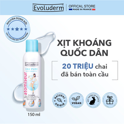 Combo Xịt khoáng và kem dưỡng ẩm, làm dịu và bảo vệ da Evoluderm Atomiseur Eau Pure 150ml