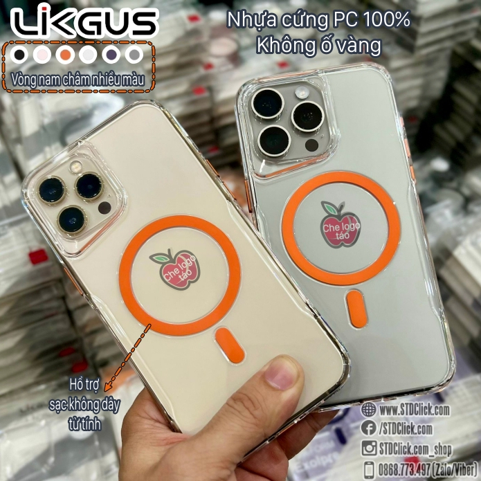 Ốp lưng iPhone 15 Pro Max - 14 Pro Max - 13 Pro Max và 12 Likgus Candy nhựa cứng - vòng nam châm sắc