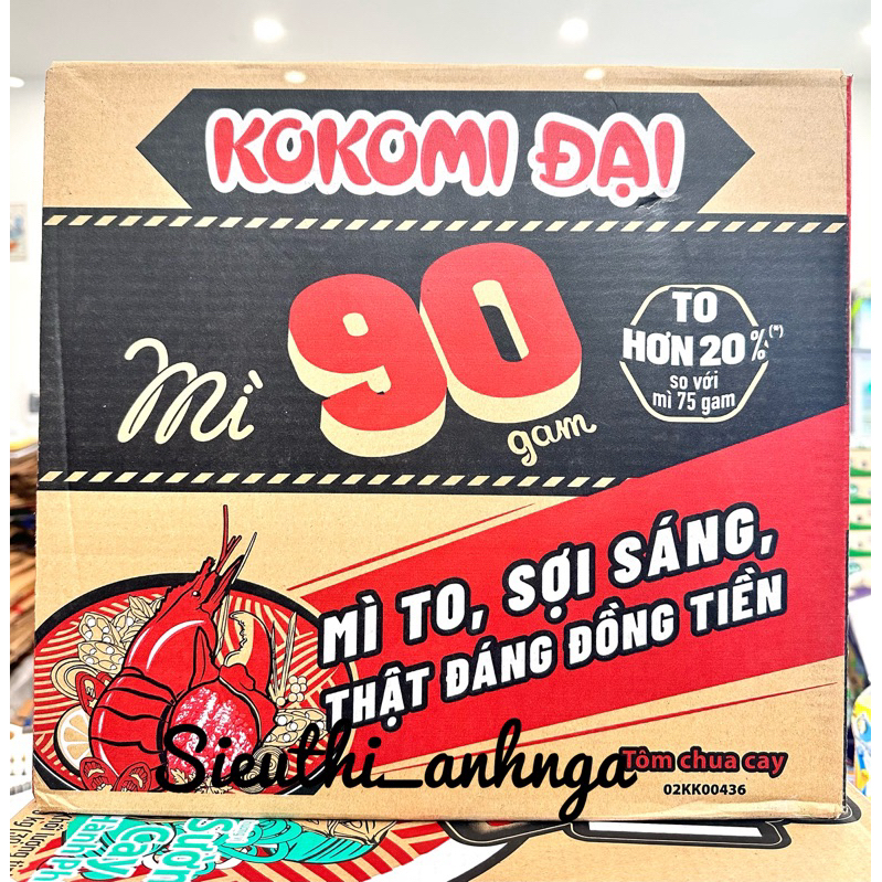  Thùng 30 Gói MÌ TÔM KOKOMI Đại 90 Tôm chua cay x 90g 