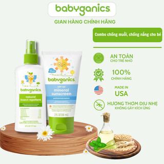 COMBO 2 lọ chống muỗi và chống nắng Babyganics hữu cơ an toàn cho trẻ - hàng Mỹ - 177ml và 59ml