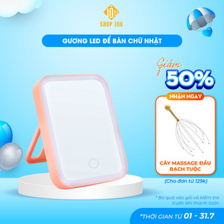 Gương để bàn đèn LED, gương led để bàn hình chữ nhật cảm ứng với 3 chế độ sáng siêu xịn