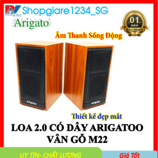 Loa Vi Tính ARIGATOO FT-102/ M22 (Vân Gỗ) - HÀNG CHÍNH HÃNG - Kết Nối USB Và Jack 3.5mm