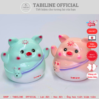 Lợn đất heo đất ống tiết kiệm tiền gấu love đeo túi chéo size to siêu đáng yêu LD39 - TABILINE