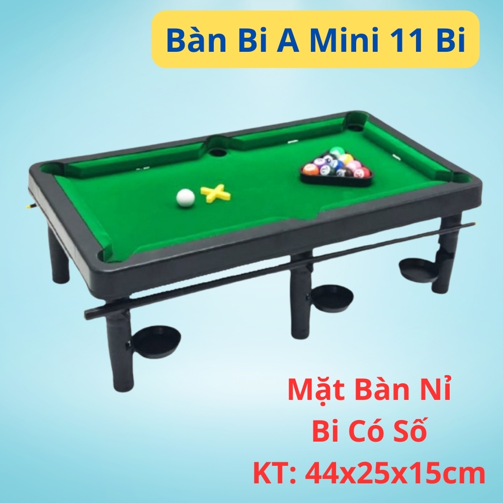 Bàn bi a mini bàn bi a cho bé đồ chơi bàn bida dài 44cm 11 bi mặt bàn nỉ chất liệu siêu bền