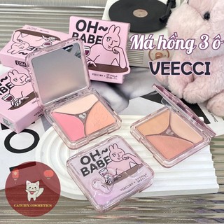   VEECCI  Phấn Má Hồng VEECCI 3 Ô x MY FRIEND RABBIT OH~ BABE In Nổi Gợn Sóng Tone màu tự nhiên 7g 