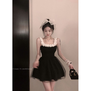 [HÀNG ORDER] Váy đầm nữ mùa hè thiết kế 2 dây phối hoa kiểu dáng bồng xòe babydoll phong cách tiểu thư sang chảnh