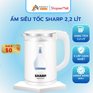 Ấm siêu tốc SHARP - dung tích 2,2 lit , nhanh tiện dụng, công suất 1800W 2 lớp cách nhiệt