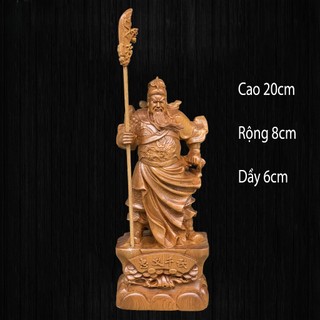 Tượng quan công quan văn trường đế chữ cao 20cm chất liệu gỗ bách xanh