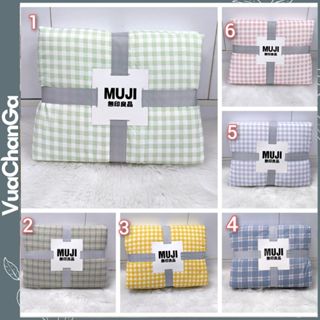 Chăn Đũi Kẻ MUJI Cao Cấp Chất Liệu Siêu Mềm Mại Thiết Kế Sang Trọng VuaChanGa