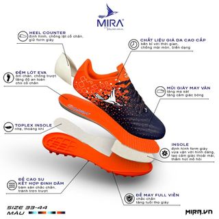 Giày đá banh, Giày bóng đá đế đinh sân cỏ nhân tạo Mira Flexi TF đã khâu full đế - Dungcusport