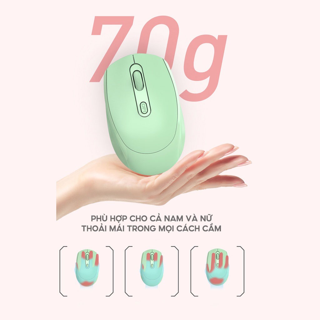 Chuột không dây Bluetooth tự sạc pin HXSJ M100, pin trâu, không ồn dùng cho laptop MCBook PC Tablet