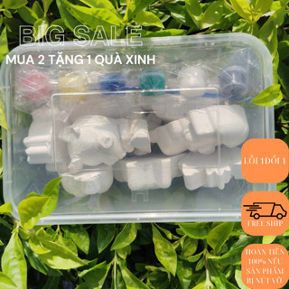  Combo tô tượng thạch cao dễ thương  tặng cọ và màu vẽ cho bé 