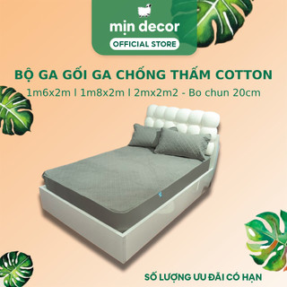 Bộ ga gối cotton chống thấm mịn decor mềm mịn chống nước kích thước 1m6x2m l 1m8x2m l 2mx2m2 đệm dưới 20cm
