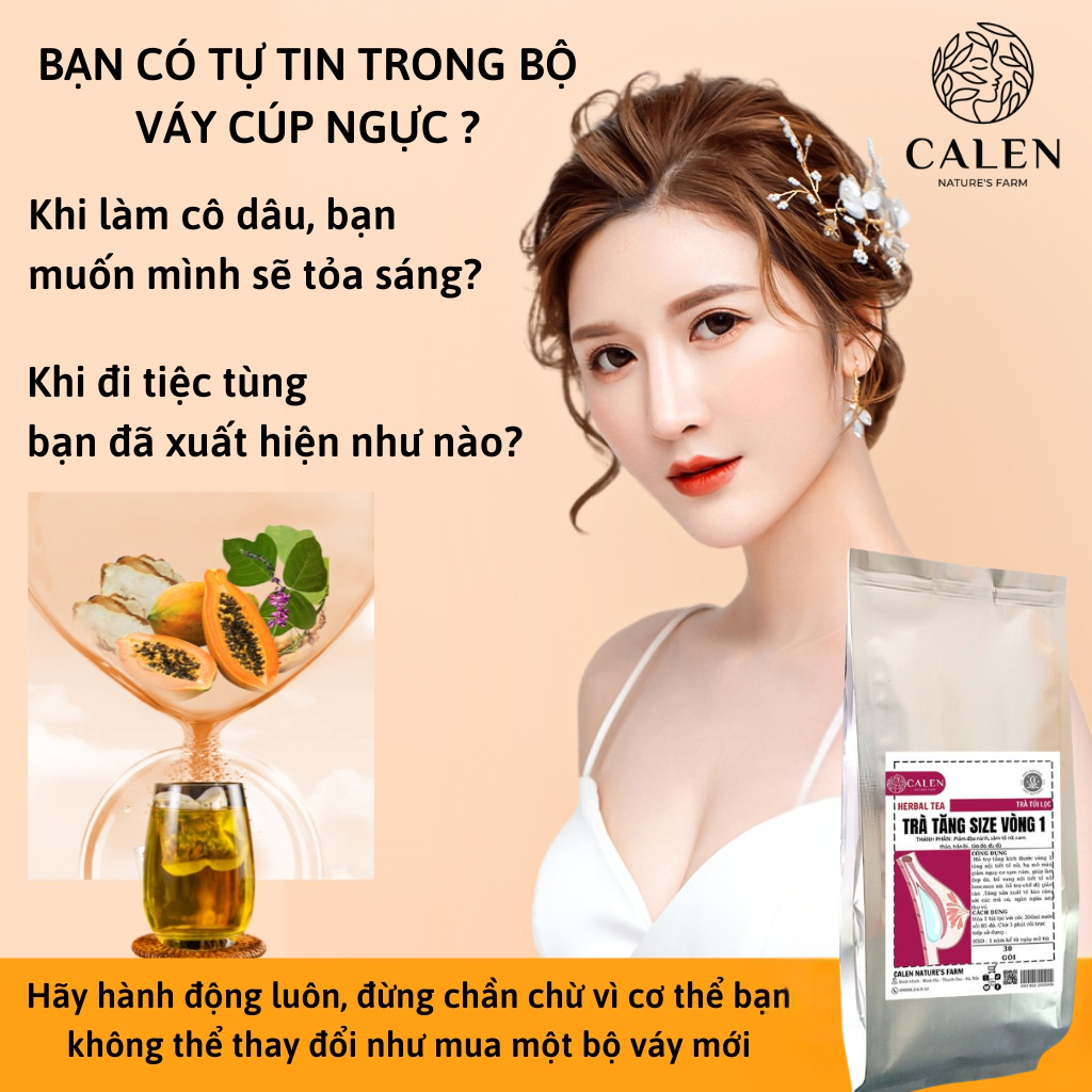 [Ngực to nhanh chóng] Trà tăng size vòng 1 nở ngực Calen Nature Farm đẩy size vòng 1 tự nhiên, cân đối, dùng từ 16 tuổi