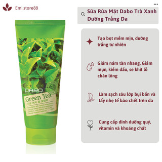 Sữa Rửa Mặt Dabo Trà Xanh Hàn Quốc Cao Cấp 180ml trắng da, sạch mụn, mờ nám hiệu quả